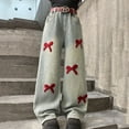 thumbnail image 5 of Auroural Girls Pants 14-16 Jeans Girls Jeans Size 14-16 Loose Fit Mid Size Children's Sports Sweatpants Children's Flower Curved Knife With Pockets Casual Pants Pants Light Blue 14-15 Years, 5 of 7