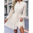 thumbnail image 5 of Womens Long Sleeve Fall Dresses 2025 Button Up Waist with Belt A-Line Mini Dress Casual Fall Winter Dress  S, 5 of 8