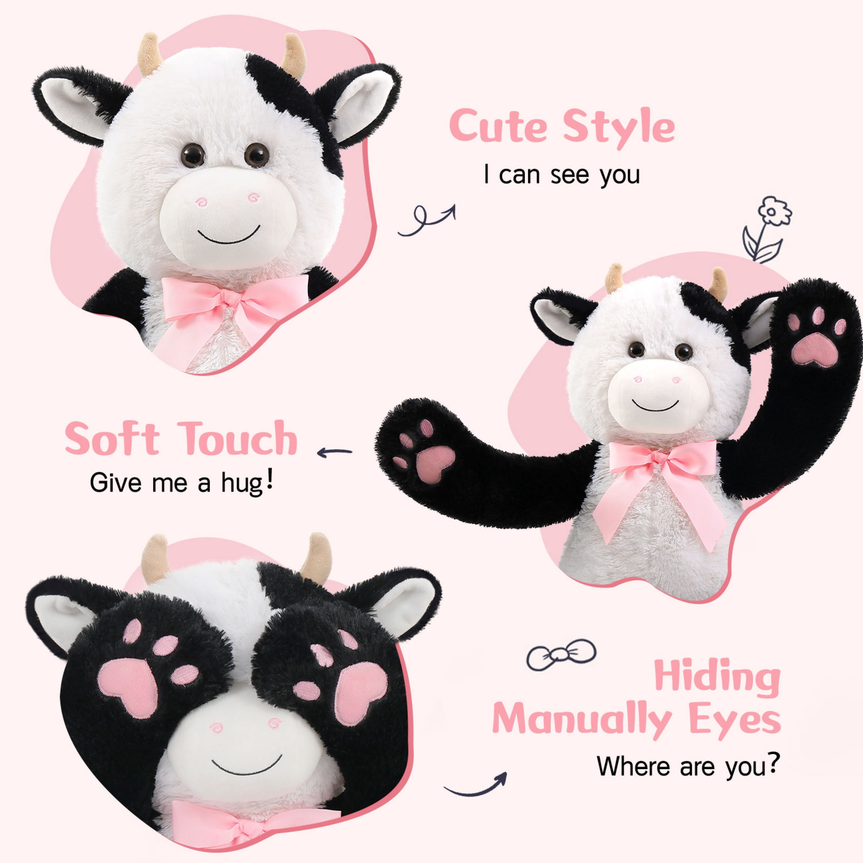 Muiteiur 24" Cow Stuffed Animal Cow Body Pillow Plush Toy