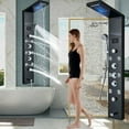 thumbnail image 2 of Black Shower Panel Rain Shower Panel Tower System LED Waterfall Shower Head System Massage Wall Mounted Shower Column with Body Jets 6 Functions Shower System with Tub Spout Bathroom, 2 of 11