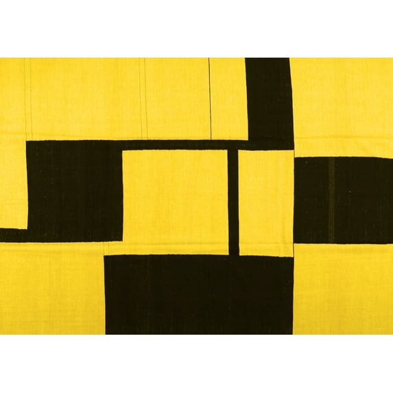 Ahgly Company Indoor Rectangle Abstract Yellow Contemporary Area Rugs, 7' x 9'