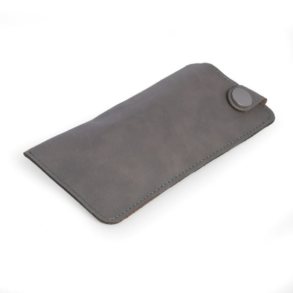 Eye Glass Sleeve with Snap Closure in Grey Leatherette