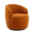 thumbnail image 3 of Hassch Teddy Fabric Swivel Barrel Chair in Caramel, Upholstered Modern Accent Lounge Armchair with 360° Rotation Metal Base, 3 of 7
