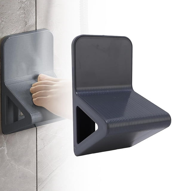 Runspich Repose-Pied de Douche pour Raser les Jambes, Marche de Douche Antidérapante avec Espace de Rangement, Support et Étagère pour Raser les Jambes (Gris)