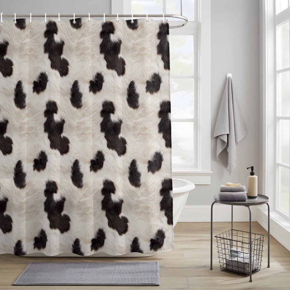 Bathroom Shower Curtain Farm Dairy Cow Skin Spots Waterproof Shower Curtains with Hooks, Abstract Black White Color Block Bath Curtains Bathtub Curtain Home Decor 36x72in