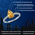 thumbnail image 2 of Gem Stone King 925 Silver and 10K Yellow Gold Yellow Citrine and White Lab Grown Diamond Engagement Ring for Women | 1.76 Cttw | Pear Shape 10X7MM | Gemstone November Birthstone | Size 7, 2 of 6