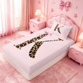 thumbnail image 4 of meiyoeat Brown Leopard Print Monogrammed Twin Sheets,D Cartoon Initial Letter K Bedding For Girl,3 Pieces,1 Fitted Sheet and 1 Pillowcase, 4 of 6