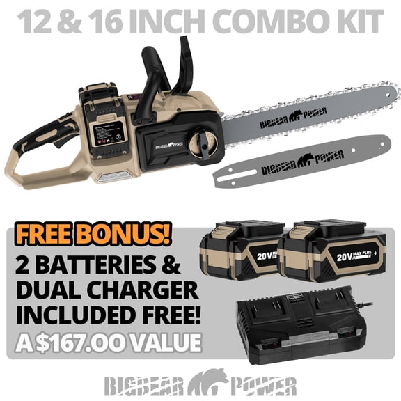 12 & 16 INCH 2x20V Cordless Brushless Chain Saw Kit