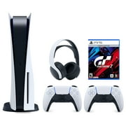 Sony Playstation 5 Disc (PS5 Disc) with Extra White Controller, Gran Turismo 7 Launch Edition and White PULSE 3D Headset Bundle