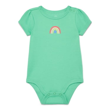 Wonder Nation Baby Girl Short Sleeve Bodysuit, Sizes 0-24 Months