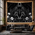 thumbnail image 6 of Floral Garden Monochromatic with Detailed Ravens Face Each, Spooky Gothic for Gothic Decor Fans, Dark Art Decor, Halloween Gift, Tapestry Wall Hanging for Bedroom and Dorm, 6 of 7