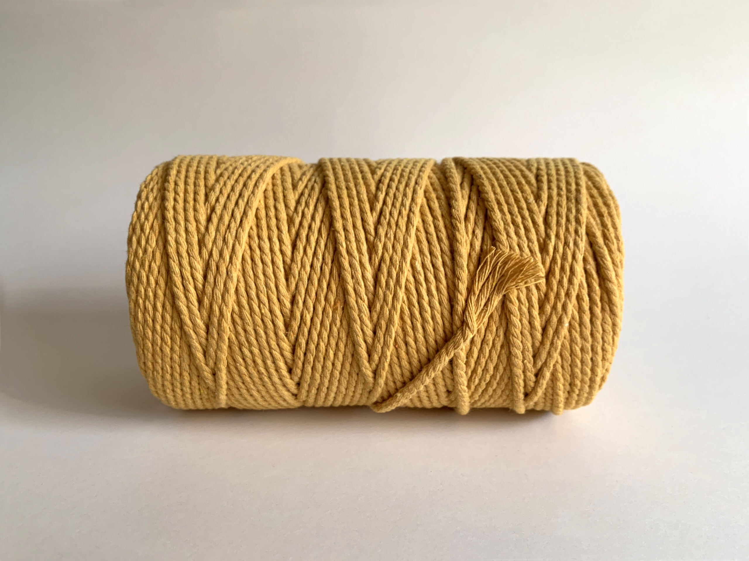 3mm 3 Strand Craft Rope Recycled Cotton Macrame Cord - Yellow