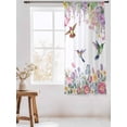 thumbnail image 3 of Sheer Curtains 72 Inches Long, Watercolor Flowers Semi Sheer Curtains Light Filtering Window Treatment, Spring Hummingbird Butterflly Floral Privacy Voile Drapes for Living Room Bedroom 52x72 Inch, 3 of 7