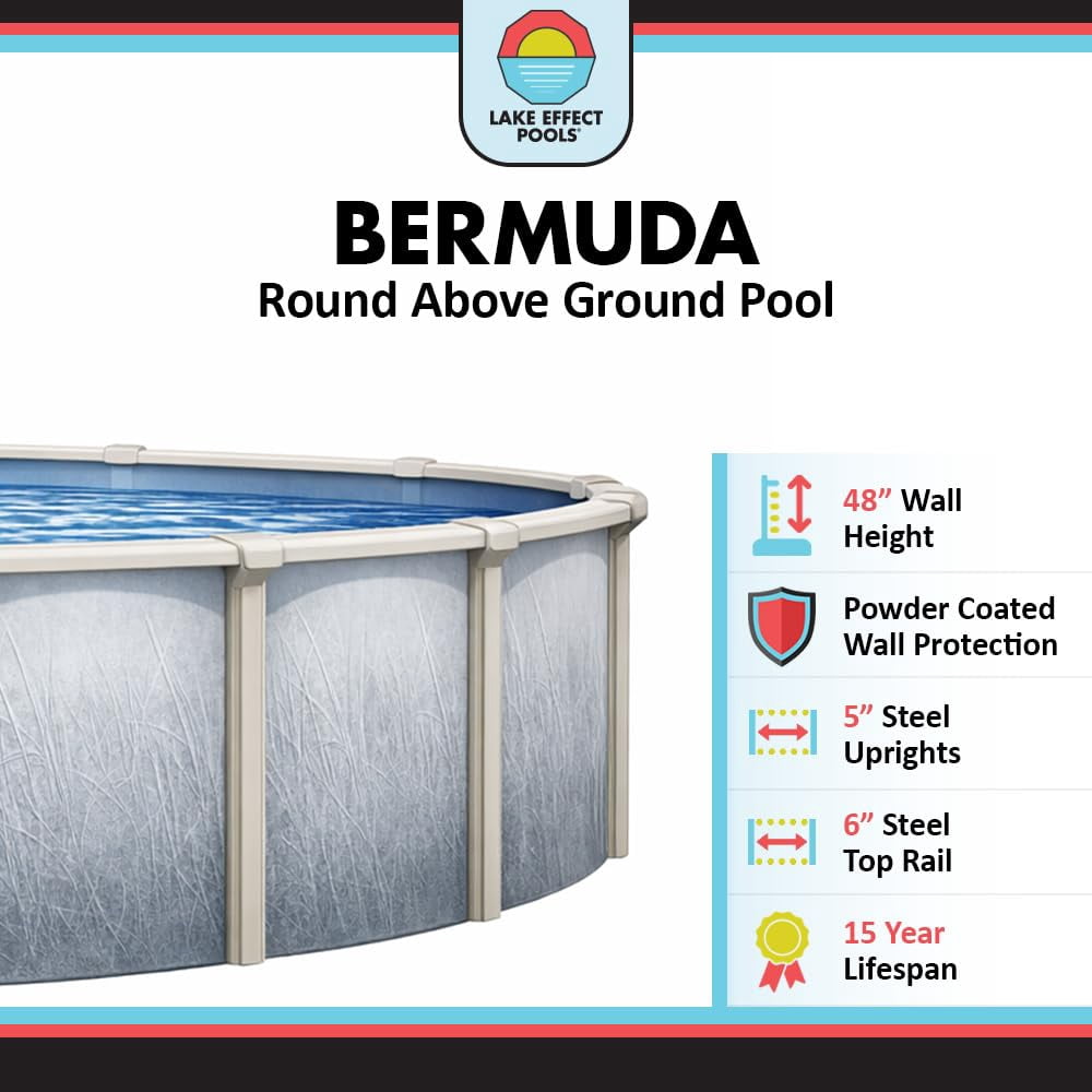Lake Effect Pools 27' x 48" Round Bermuda Galvanized Painted Steel Above Ground Swimming Pool