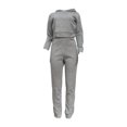 thumbnail image 3 of EYIIYE Womens 2 Piece Outfits Tracksuits Hooded Crop Top Sweatshirt + Sweatpants Body Letter Printed Fall Winter Sweatsuits, 3 of 6