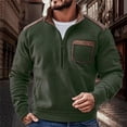 thumbnail image 2 of LIUJUNSHOP Mens Crewneck Men's Retro Quarter Zip Pullover Collared Neck Long Sleeve Pocketed Athletic Casual Comfort, 2 of 6