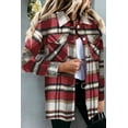 thumbnail image 5 of KISSMODA Women's Plaid Jacket Long Sleeve Coat Tops Casual Loose Streetwear Single Breasted Turn Down Collar Jacket Tops, 5 of 8