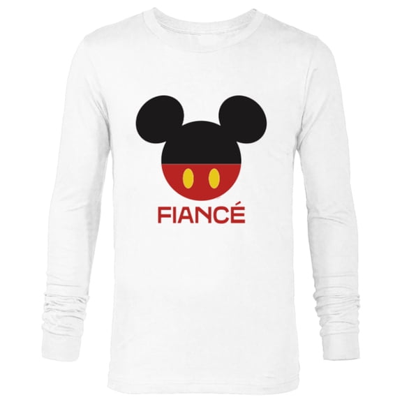 Disney Mickey Mouse Red Shorts Icon Fiancé Engagement Family- Long Sleeve T-Shirt for Men - Customized-White