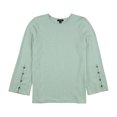 thumbnail image 1 of Alfani Womens Button Sleeve Pullover Blouse, Green, Small, 1 of 1