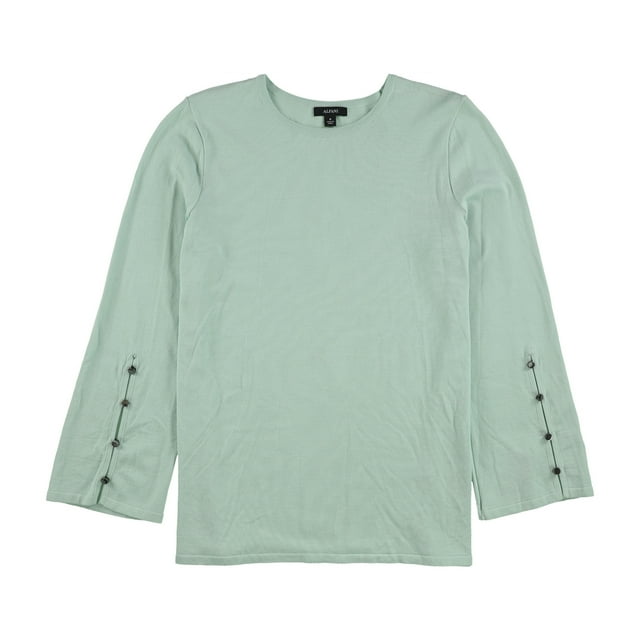 Alfani Womens Button Sleeve Pullover Blouse, Green, Small