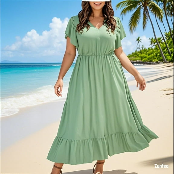 Zunfeo Elegant Dress for Women Cozy Knit Bodycon Dress Casual Long Sleeve Fall Winter Dress Pink 3XL