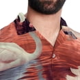 thumbnail image 5 of Swan Men's Button Down Spread Collar Casual Printed Short Sleeve Summer Beach Unisex Shirts, 5 of 6