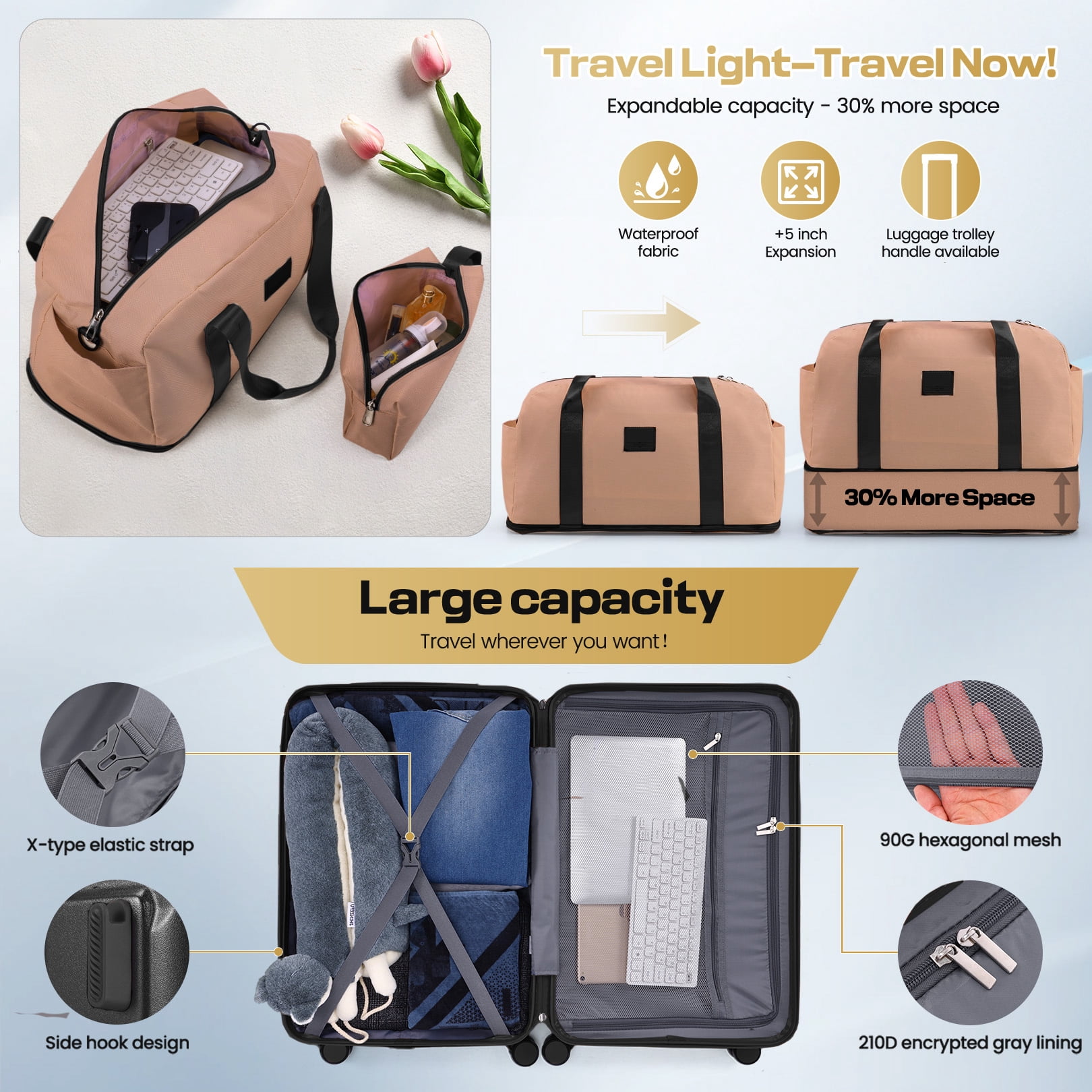 HOTEEL 3 Piece Carry On Luggage Sets,Lightweight Travel Suitcase Set with TSA Lock & Spinner Wheels