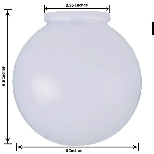 kor k21815 6inch white glass globe lamp shade 31/4inch fitter
