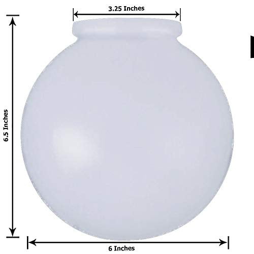6 Inch White Glass Globe Lamp Shade, What Is Fitter Size On Lamp Shade