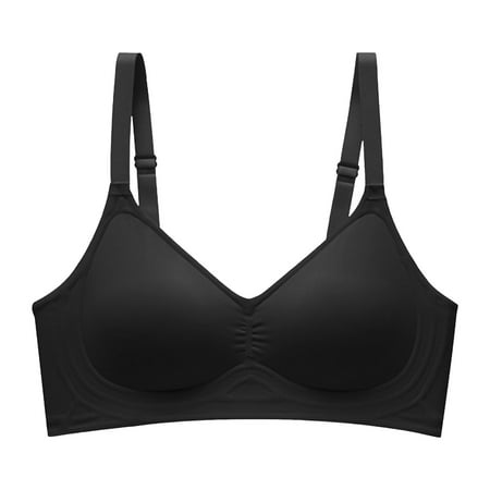 BYHONG Comfortable Seamless Full Coverage Bra for Women Wireless Bras with Soft Support Regular and Plus Size Black XL