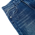 thumbnail image 5 of KIDSCOOL Girls Wide Leg Denim Pants 5-13T Ripped Heart Embroidered Jeans ,Mid Blue,7-8 Years, 5 of 7