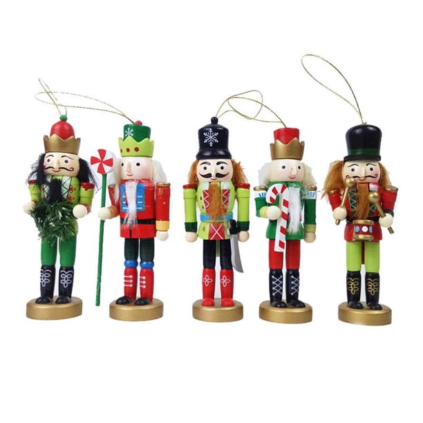 Wosthever 5 piezas de Navidad Cascanueces de soldados Cascanueces figuras soldado adornos colgantes para Navidad vacaciones decoración del hogar Kits de decoración para fiestas Wosthever HA038256-00