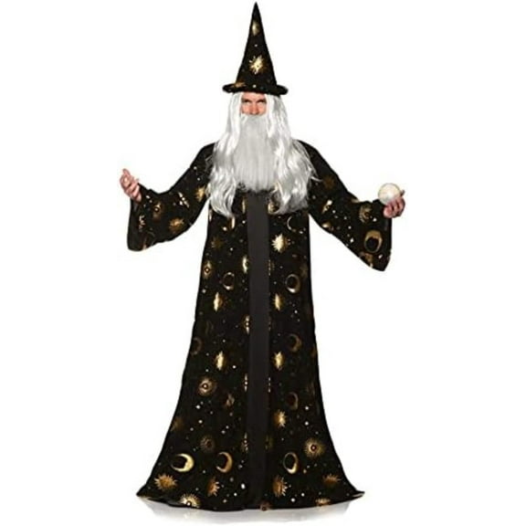 Underwraps Black Celestial Wizard Robe & Hat Adult Costume | XX-Large Unisex