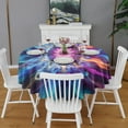 thumbnail image 2 of Colorful Tie Dye Flame Flower Pattern Round Tablecloth 60"x60",Wrinkle Wipeable Table Cloth for Kitchen Dining Room Picnic Patio Party, 2 of 6
