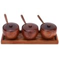 thumbnail image 2 of Seasoning Pot, Retro Spice Jar Seasoning Pot Sugar Bowl with Lid Wood Box Kitchen Tool, 2 of 7