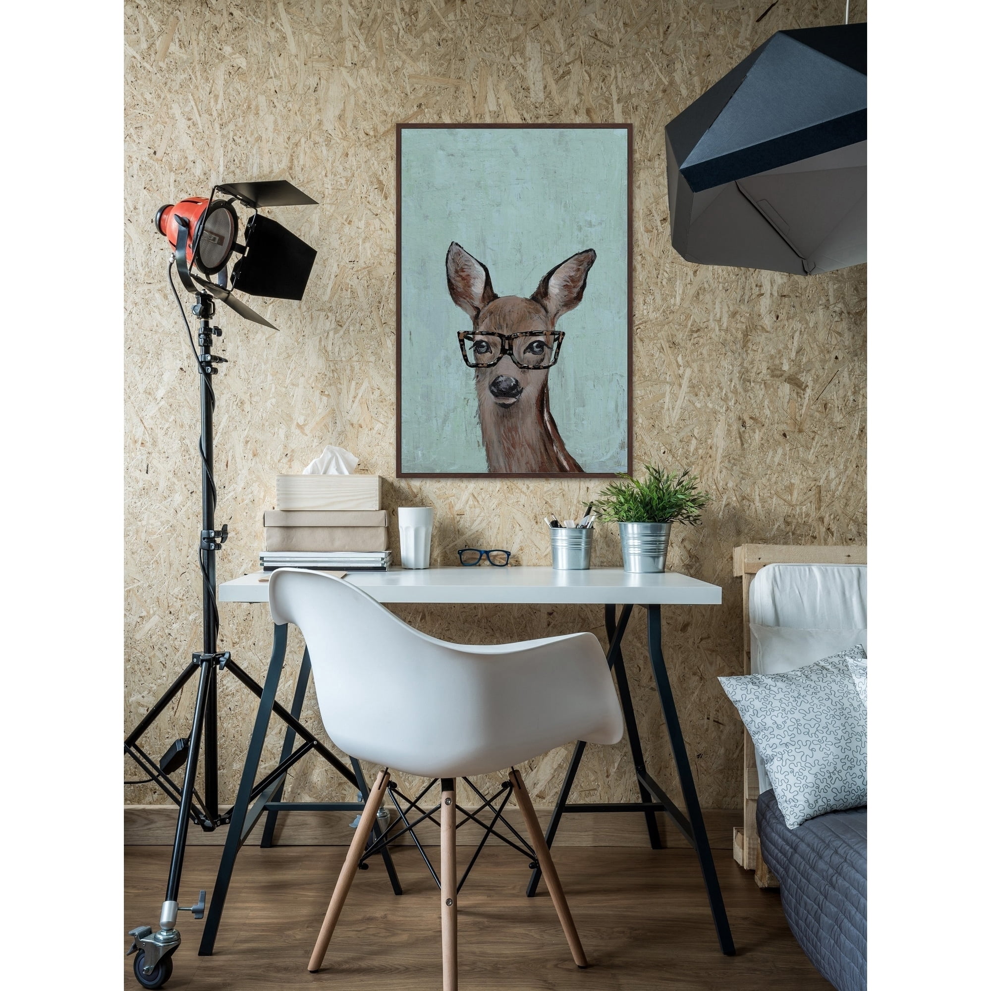 Brown Hippie Deer II Floater Framed Painting Print on Canvas
