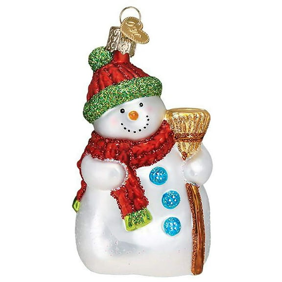 Old World Christmas Glass Blown Ornament - Snowman with Broom 4¬º"