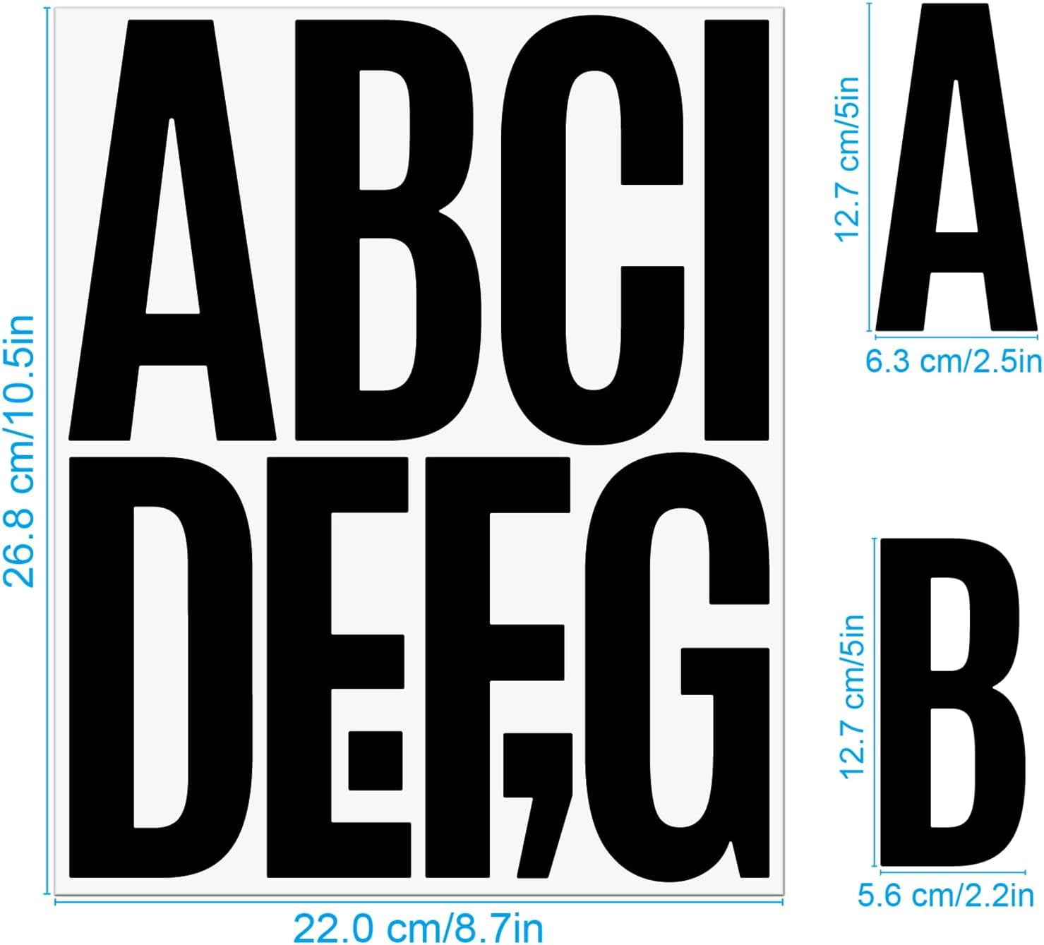 305 Pcs Waterproof 5" Vinyl Alphabet & Number Stickers - Self-Adhesive for Mailboxes, Windows, Doors, Signs, Vehicles, and More (Black, 5 Inch)