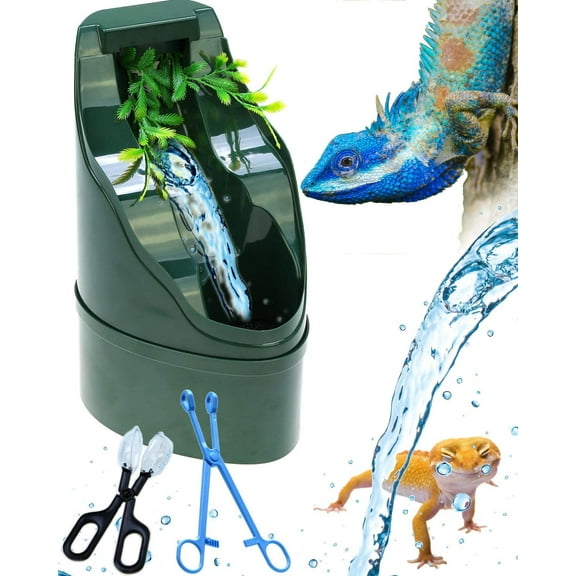 Corisrx Reptile Waterfall Fountain Dripper  - Adjustable Reptile Water Dispenser Fountain w/Sponge & Water Pump