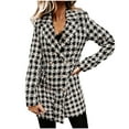 thumbnail image 2 of Usmixi Womens Winter Trench Jacket Womens Woolen Overcoat Fashion Plaid Print Button Down Lapel Blazer Coats Long Sleeve Business Suit Jacket Outwear with Pocket 2023 Trench Jacket, 2 of 4