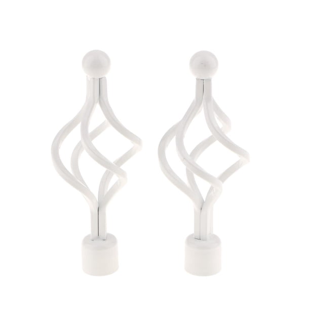 2 barras de cortina y herrajes: barras decorativas con forma de bola para dormitorio y sala de estar Twist White