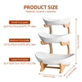 thumbnail image 4 of yeacher Nordic Style 3-Tier Ceramic and Bamboo Fruit Tray Set - Multi-Layer Snack and Dessert Display for Living Room, Tea Time, or Party - White or Dark Green, 4 of 6