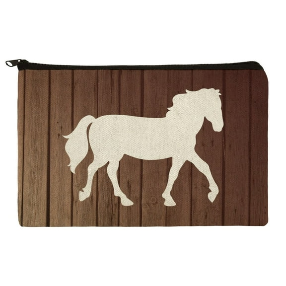 Horse Silhouette Cowboy Western Pencil Pen Organizer Zipper Pouch Case
