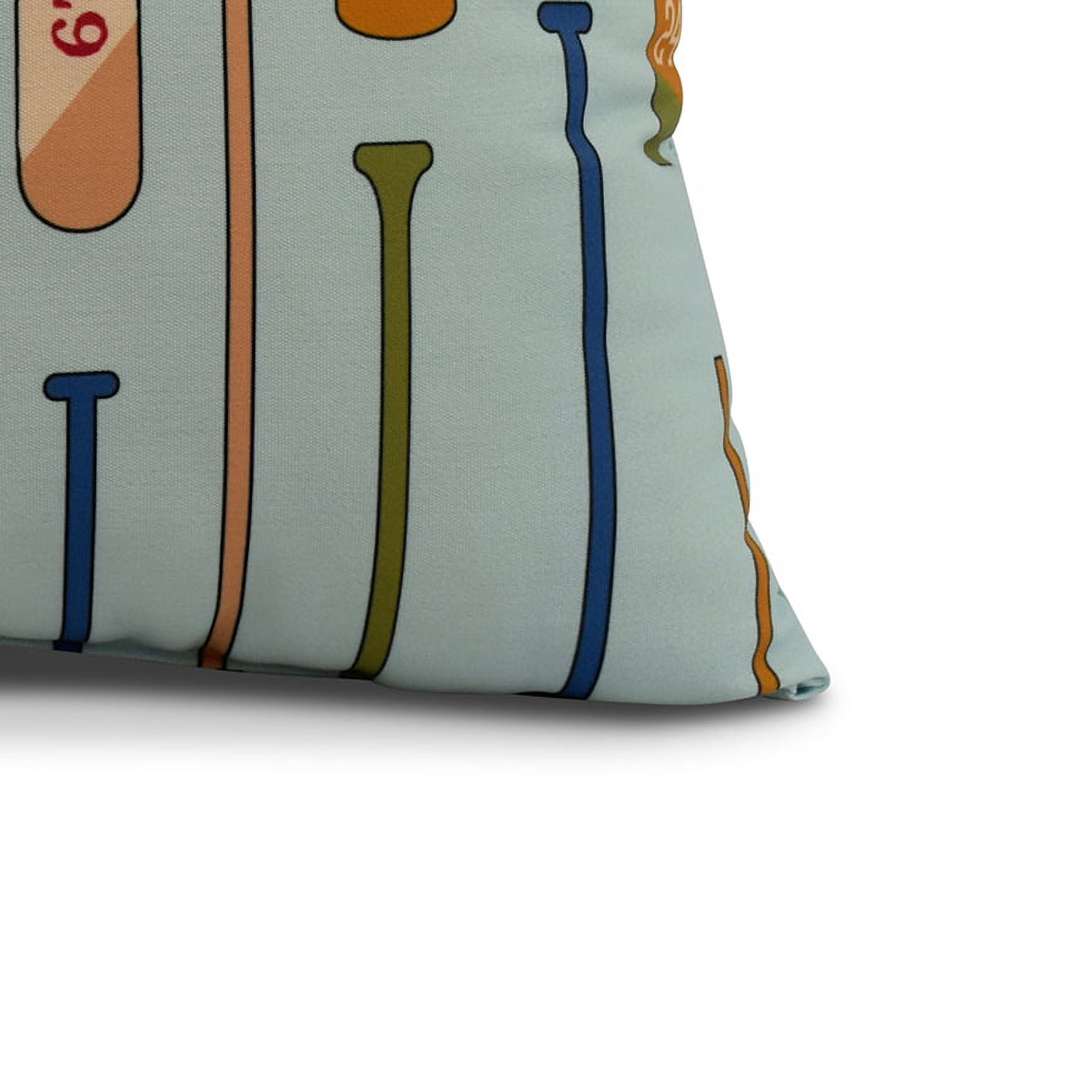 Simply Daisy, 18" x 18" Oar Numbers , Geometric Print Outdoor Pillow, Aqua