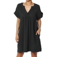 thumbnail image 1 of Robe Mini Babydoll en Gaze de Coton à Manches Courtes Col en V Décontractée pour Femmes, 1 of 7