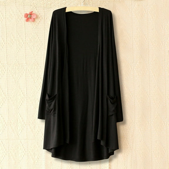 Abomasnow Summer Cardigans for Women Lightweight Long Sleeve Open Front Drape Cardigan with Pockets High Low Hem