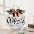 thumbnail image 2 of Eveokoki 12" Welcome Sign Welcome-ish Front Door Sign Funny Wreaths Hanging Wooden Plaque Decoration Round Rustic Wood Farmhouse Porch Decor for Home, 2 of 5