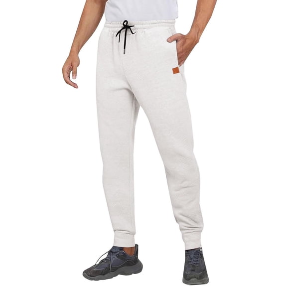 hlysgo Mens Causal Pants Elastic Drawstring Waist Soft Comfy Cozy Fit Trousers Summer Put On Pant with Pockets White,M