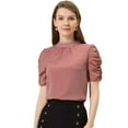 thumbnail image 1 of Blusa de Chifón Con Lunares Suizos Allegra K Para Mujer Manga Corta Abullonada Rojo S, 1 of 4