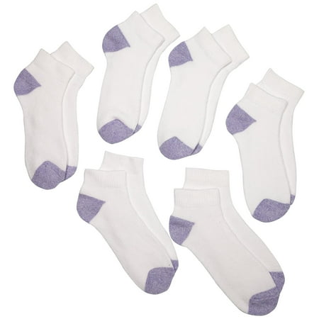 Fruit of the Loom Girls Everyday Active Cushioned Low Cut Socks 6 Pair ...
